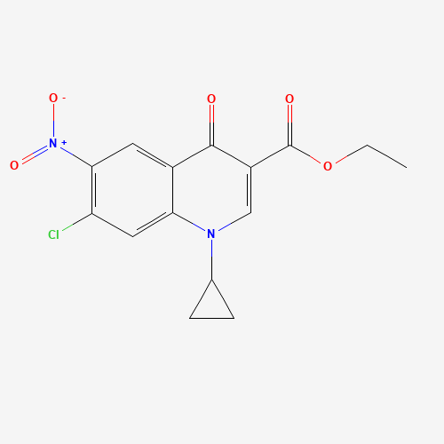 Ethyl 7-chloro-1-cyclopropyl-6-nitro-4-oxo-1,4-dihydro-3-quinolinecarboxylate (CAS: 127625-17-6) - Chemical Structure and Molecular Formula 