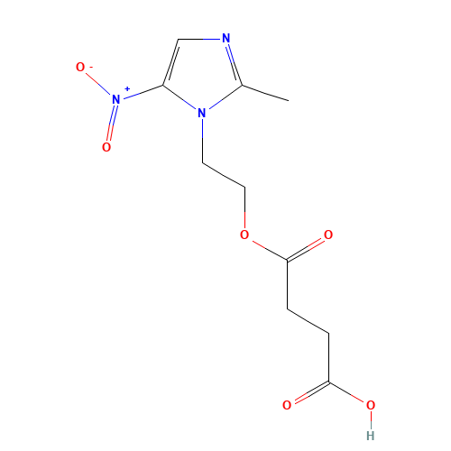 4-[2-(2-Methyl-5-nitro-1H-imidazol-1-yl)ethoxy]-4-oxobutanoic acid (CAS: 13182-87-1) - Chemical Structure and Molecular Formula 