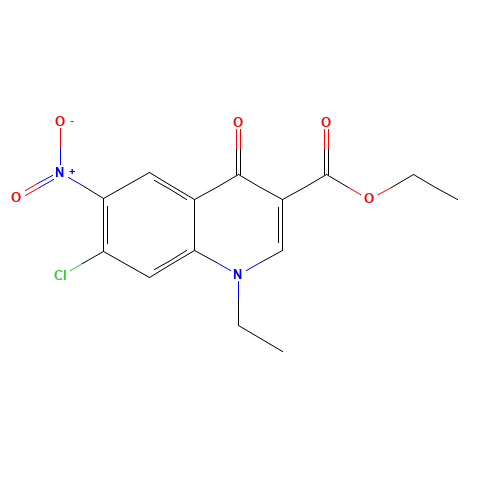 Ethyl 7-chloro-1-ethyl-6-nitro-4-oxo-1,4-dihydro-3-quinolinecarboxylate (CAS: 70186-33-3) - Chemical Structure and Molecular Formula 