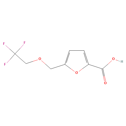 5-[(2,2,2-Trifluoroethoxy)methyl]-2-furoic acid (CAS: 488795-29-5) - Chemical Structure and Molecular Formula 