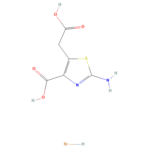 2-Amino-5-(carboxymethyl)-1,3-thiazole-4-carboxylic acid hydrobromide (CAS: 89640-87-9) - Chemical Structure and Molecular Formula 