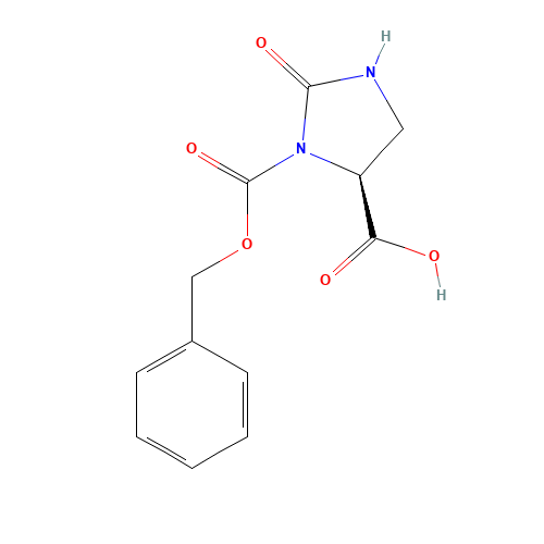 (4S)-3-[(Benzyloxy)carbonyl]-2-oxoimidazolidine-4-carboxylic acid (CAS: 59760-01-9) - Chemical Structure and Molecular Formula 