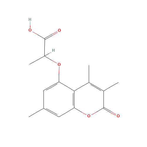 2-[(3,4,7-Trimethyl-2-oxo-2H-chromen-5-yl)oxy]-propanoic acid (CAS: 853892-40-7) - Chemical Structure and Molecular Formula 