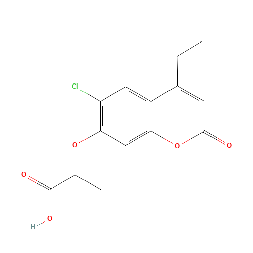 2-[(6-Chloro-4-ethyl-2-oxo-2H-chromen-7-yl)oxy]-propanoic acid (CAS: 840479-48-3) - Chemical Structure and Molecular Formula 