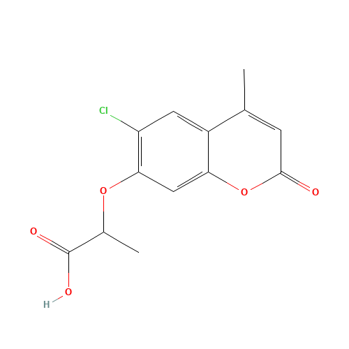 2-[(6-Chloro-4-methyl-2-oxo-2H-chromen-7-yl)oxy]-propanoic acid (CAS: 301683-08-9) - Chemical Structure and Molecular Formula 