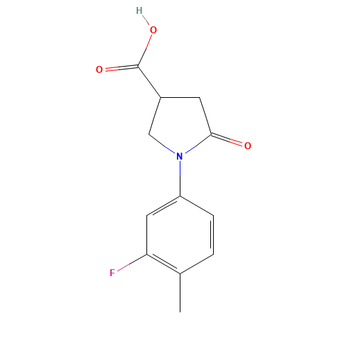 1-(3-Fluoro-4-methylphenyl)-5-oxopyrrolidine-3-carboxylic acid (CAS: 63674-46-4) - Chemical Structure and Molecular Formula 
