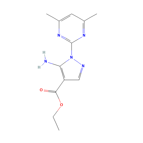 Ethyl 5-amino-1-(4,6-dimethylpyrimidin-2-yl)-1H-pyrazole-4-carboxylate (CAS: 91644-39-2) - Chemical Structure and Molecular Formula 
