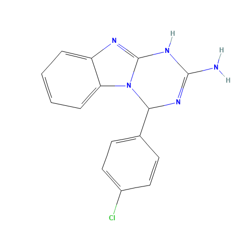 4-(4-Chlorophenyl)-1,4-dihydro[1,3,5]triazino-[1,2-a]benzimidazol-2-amine (CAS: 306288-55-1) - Related Chemical Product