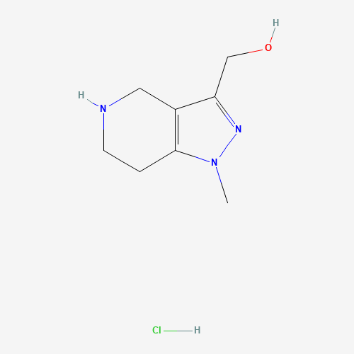 (1-Methyl-4,5,6,7-tetrahydro-1H-pyrazolo-[4,3-c]pyridin-3-yl)methanol hydrochloride (CAS: 1227465-76-0) - Chemical Structure and Molecular Formula 