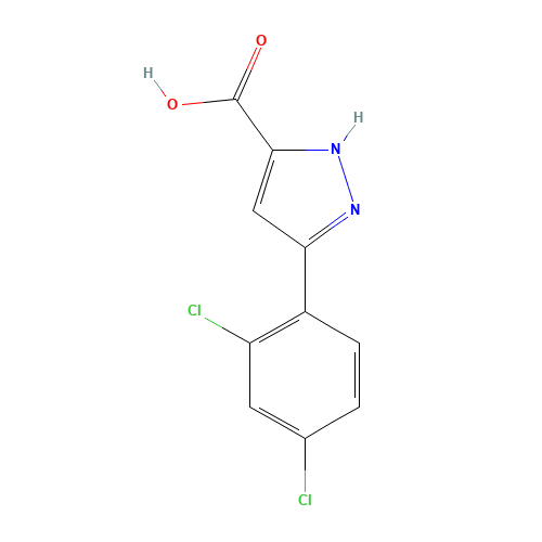 5-(2,4-Dichlorophenyl)-1H-pyrazole-3-carboxylic acid (CAS: 78874-27-8) - Chemical Structure and Molecular Formula 