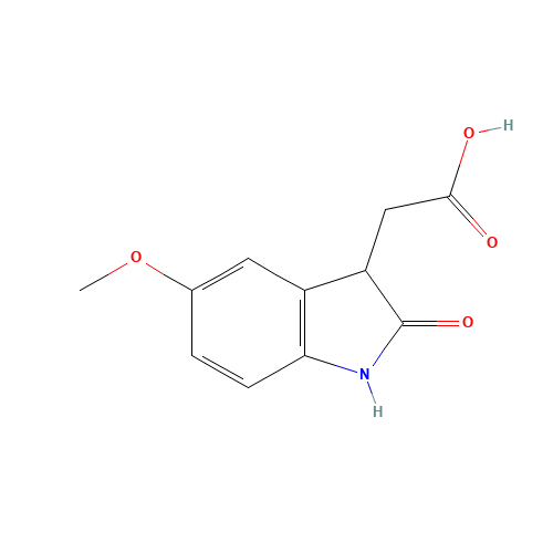 (5-Methoxy-2-oxo-2,3-dihydro-1H-indol-3-yl)-acetic acid (CAS: 885272-25-3) - Chemical Structure and Molecular Formula 