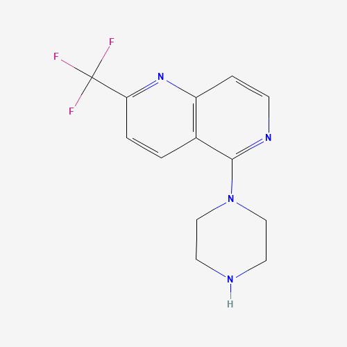 5-Piperazin-1-yl-2-(trifluoromethyl)-1,6-naphthyridine (CAS: 890302-17-7) - Chemical Structure and Molecular Formula 