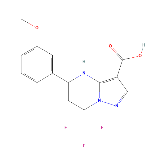 5-(3-Methoxyphenyl)-7-(trifluoromethyl)-4,5,6,7-tetrahydropyrazolo[1,5-a]pyrimidine-3-carboxylic aci (CAS: 667921-14-4) - Related Chemical Product