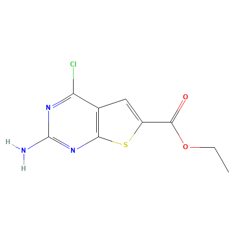 Ethyl 2-amino-4-chlorothieno[2,3-d]-pyrimidine-6-carboxylate (CAS: 847560-46-7) - Chemical Structure and Molecular Formula 