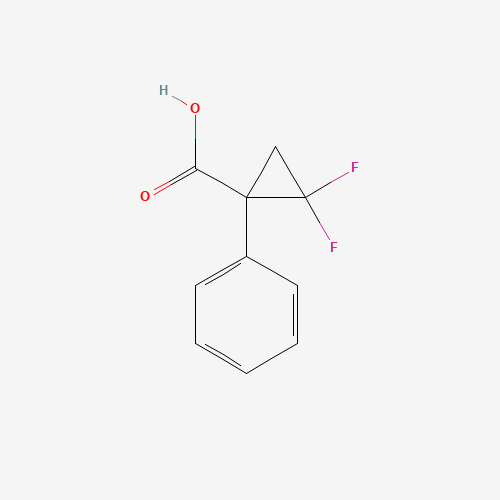2,2-Difluoro-1-phenyl-cyclopropanecarboxylic acid (CAS: 156021-07-7) - Chemical Structure and Molecular Formula 