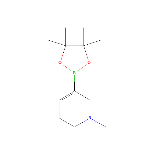 1-Methyl-5-(4,4,5,5-tetramethyl-1,3,2-dioxaborolan-2-yl)-1,2,3,6-tetrahydropyridine (CAS: 1254982-25-6) - Chemical Structure and Molecular Formula 
