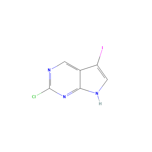 2-Chloro-5-iodo-7H-pyrrolo[2,3-d]pyrimidine (CAS: 1060815-90-8) - Chemical Structure and Molecular Formula 