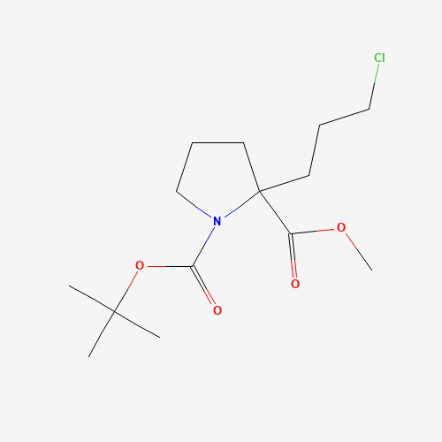 1-tert-Butyl 2-methyl 2-(3-chloropropyl)pyrrolidine-1,2-dicarboxylate (CAS: 909076-34-2) - Chemical Structure and Molecular Formula 