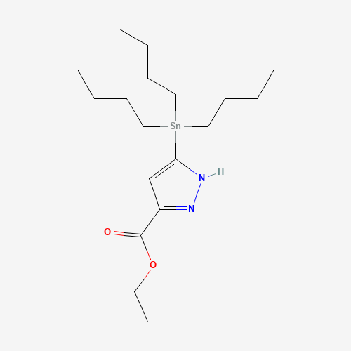 5-Tributylstannyl-1H-pyrazole-3-carboxylic acid ethyl ester (CAS: 141998-85-8) - Chemical Structure and Molecular Formula 