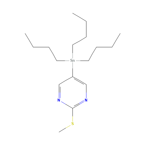 2-Methylthio-5-(tributylstannyl)pyrimidine (CAS: 120717-37-5) - Chemical Structure and Molecular Formula 