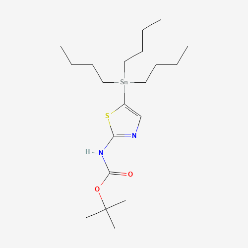 2-(N-Boc)-5-(tributylstannyl)thiazole (CAS: 243972-26-1) - Chemical Structure and Molecular Formula 