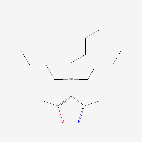 3,5-Dimethyl-4-(tributylstannyl)isoxazole (CAS: 136295-80-2) - Chemical Structure and Molecular Formula 