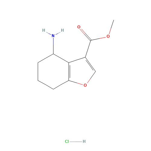 Methyl 4-amino-4,5,6,7-tetrahydrobenzofuran-3-carboxylate hydrochloride (CAS: 1172813-04-5) - Chemical Structure and Molecular Formula 