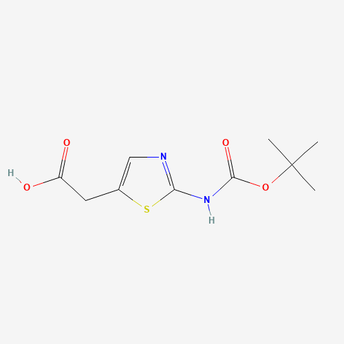 2-(2-(tert-Butoxycarbonylamino)-thiazol-5-yl)acetic acid (CAS: 723278-39-5) - Chemical Structure and Molecular Formula 