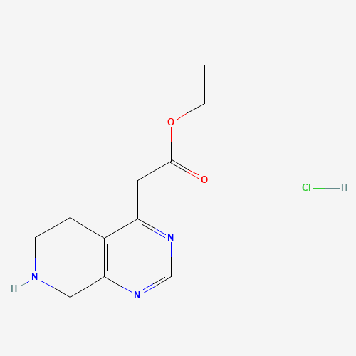 Ethyl 2-(5,6,7,8-tetrahydropyrido[3,4-d]pyrimidin-4-yl)acetate hydrochloride (CAS: 1187830-52-9) - Chemical Structure and Molecular Formula 