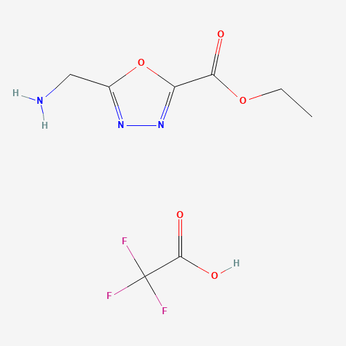 Ethyl 5-(aminomethyl)-1,3,4-oxadiazol-2-carboxylate trifluoroacetic acid (CAS: 751479-66-0) - Chemical Structure and Molecular Formula 