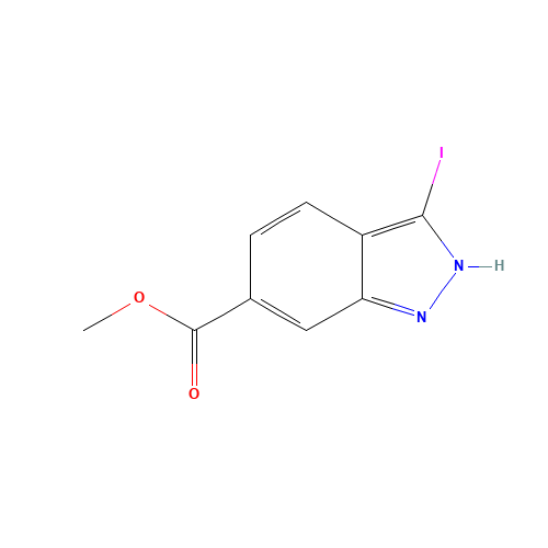 3-Iodo-1H-indazole-6-carboxylic acid methyl ester (CAS: 885518-82-1) - Chemical Structure and Molecular Formula 