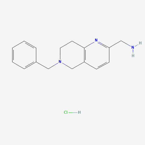 (6-Benzyl-5,6,7,8-tetrahydro-1,6-naphthyridin-2-yl)methanamine hydrochloride (CAS: 1187830-89-2) - Chemical Structure and Molecular Formula 