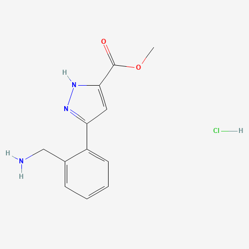 Methyl 5-(2-(aminomethyl)phenyl)-1H-pyrazole-3-carboxylate  hydrochloride (CAS: 1204580-90-4) - Chemical Structure and Molecular Formula 
