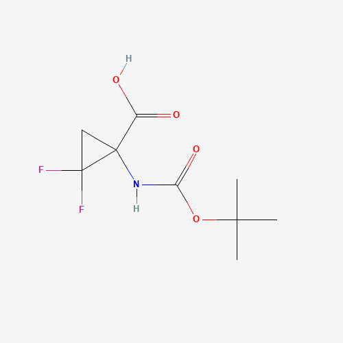 1-(tert-Butoxycarbonylamino)-2,2-difluorocyclopropanecarboxylic acid (CAS: 796882-45-6) - Chemical Structure and Molecular Formula 