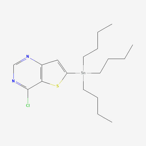 4-Chloro-6-(tributylstannyl)-thieno[3,2-d]pyrimidine (CAS: 875339-90-5) - Chemical Structure and Molecular Formula 