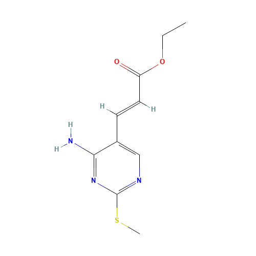 (E)-Ethyl 3-(4-amino-2-(methylthio)-pyrimidin-5-yl)acrylate (CAS: 211244-80-3) - Chemical Structure and Molecular Formula 