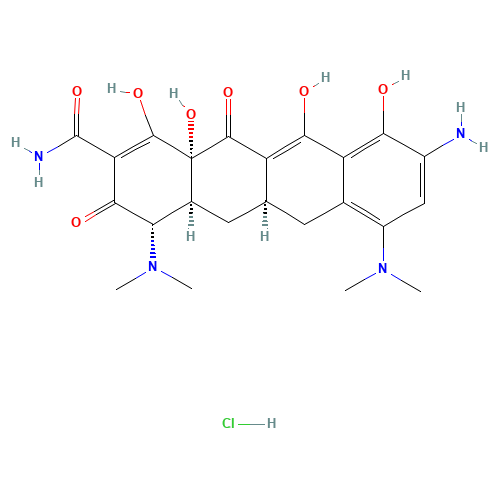 (4S,4aS,5aR,12aS)-9-Amino-4,7-bis(dimethylamino)-3,10,12,12a-tetrahydroxy-1,11-dioxo-1,4,4a,5,5a,6,11,12a-octahydro-2-tetracenecarboxamide hydrochloride (CAS: 149934-21-4) - Related Chemical Product