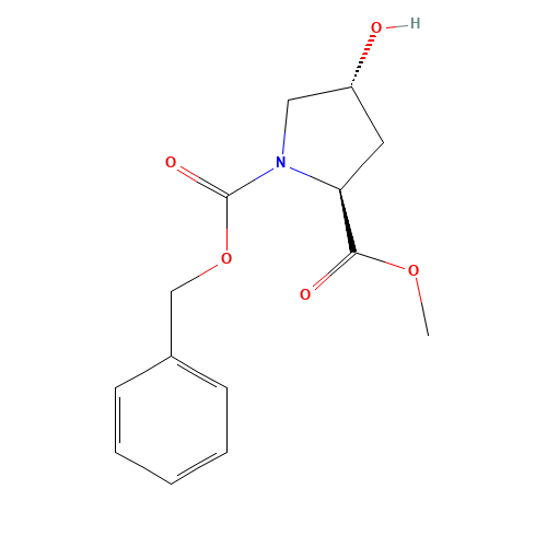 1-Benzyl 2-methyl (2S,4R)-4-hydroxy-1,2-pyrrolidinedicarboxylate (CAS: 64187-48-0) - Chemical Structure and Molecular Formula 