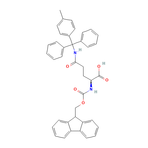 FMOC-GLN(MTT)-OH (CAS: 144317-23-7) - Chemical Structure and Molecular Formula 