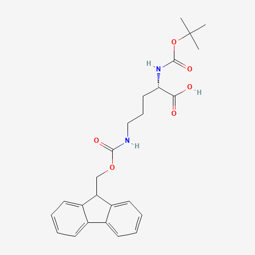 BOC-ORN(FMOC)-OH (CAS: 150828-96-9) - Chemical Structure and Molecular Formula 