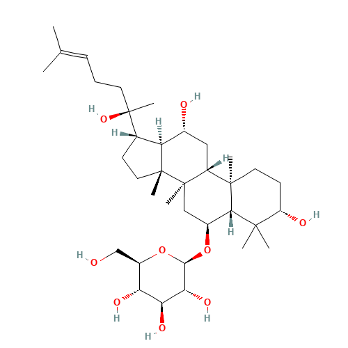 (5ξ,6b,9ξ,12a,13ξ,14b,17ξ,20R)-3,12,20-Trihydroxydammar-24-en-6-yl b-D-glucopyranoside (CAS: 80952-71-2) - Related Chemical Product