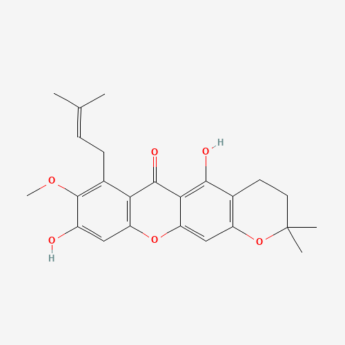 5,9-Dihydroxy-8-methoxy-2,2-dimethyl-7-(3-methyl-2-buten-1-yl)-3,4-dihydro-2H,6H-pyrano[3,2-b]xanthen-6-one (CAS: 19275-46-8) - Chemical Structure and Molecular Formula 
