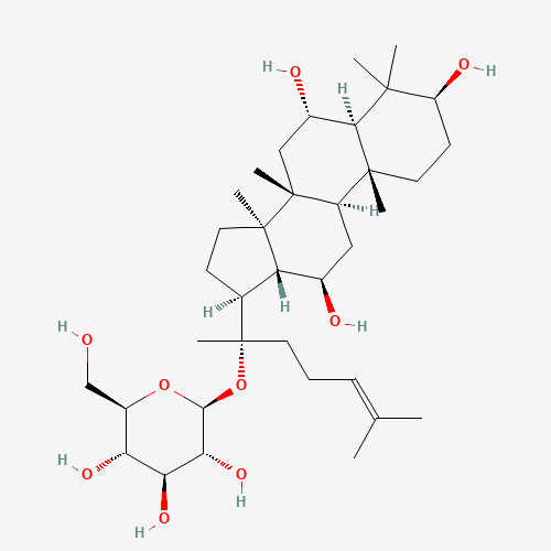 (3b,6a,12b)-3,6,12-Trihydroxydammar-24-en-20-yl b-D-glucopyranoside (CAS: 53963-43-2) - Chemical Structure and Molecular Formula 