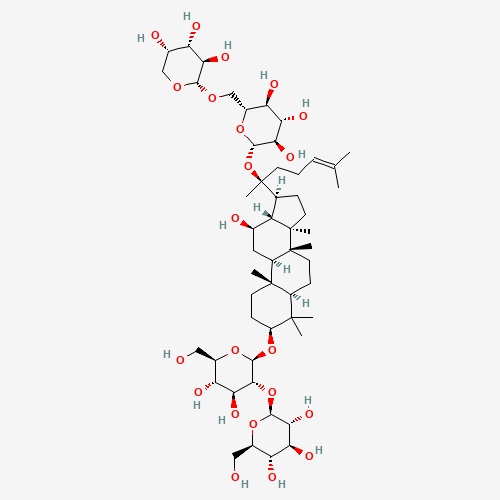(3b,12b)-20-{[6-O-(a-L-Arabinopyranosyl)-b-D-glucopyranosyl]oxy}-12-hydroxydammar-24-en-3-yl 2-O-b-D-glucopyranosyl-b-D-glucopyranoside (CAS: 11021-13-9) - Chemical Structure and Molecular Formula 