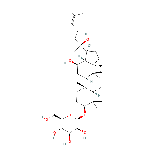 (3b,12b)-12,20-Dihydroxydammar-24-en-3-yl b-D-glucopyranoside (CAS: 78214-33-2) - Chemical Structure and Molecular Formula 