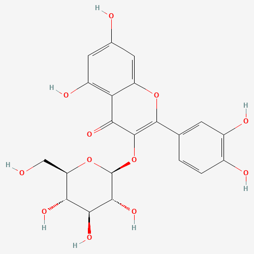 2-(3,4-Dihydroxyphenyl)-5,7-dihydroxy-4-oxo-4H-chromen-3-yl hexopyranoside (CAS: 482-35-9) - Chemical Structure and Molecular Formula 