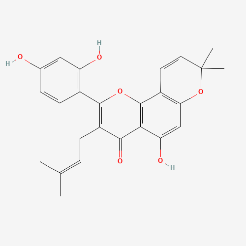 2-(2,4-Dihydroxyphenyl)-5-hydroxy-8,8-dimethyl-3-(3-methyl-2-buten-1-yl)-4H,8H-pyrano[2,3-f]chromen-4-one (CAS: 62596-29-6) - Chemical Structure and Molecular Formula 