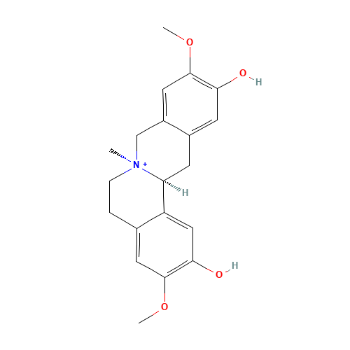 (7S,13aS)-2,11-Dihydroxy-3,10-dimethoxy-7-methyl-5,8,13,13a-tetrahydro-6H-isoquinolino[3,2-a]isoquinolinium (CAS: 6873-13-8) - Chemical Structure and Molecular Formula 