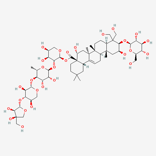 3-O-[(2S,3R,4R)-3,4-Dihydroxy-4-(hydroxymethyl)tetrahydro-2-furanyl]-b-D-xylopyranosyl-(1->4)-6-deoxy-a-L-mannopyranosyl-(1->2)-1-O-[(2b,3b,16a)-3-(b-D-glucopyranosyloxy)-2,16,23,2 4-tetrahydroxy-28-oxoolean-12-en-28-yl]-a-L-arabinopyranose (CAS: 58479-68-8) - Related Chemical Product