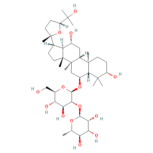(3b,6a,12b,24R)-3,12,25-Trihydroxy-20,24-epoxydammaran-6-yl 2-O-(6-deoxy-a-L-mannopyranosyl)-b-D-glucopyranoside (CAS: 69884-00-0) - Related Chemical Product